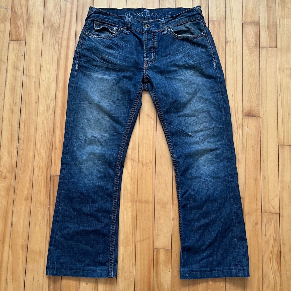 Guess Falcon Slim Boot Mens Jeans Dark Wash Button Fly 34x30 M9J112DR980